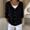 2025 new women's solid color knitted button-down cardigan, loose fit, casual style, european and american cross-border amazon independent website