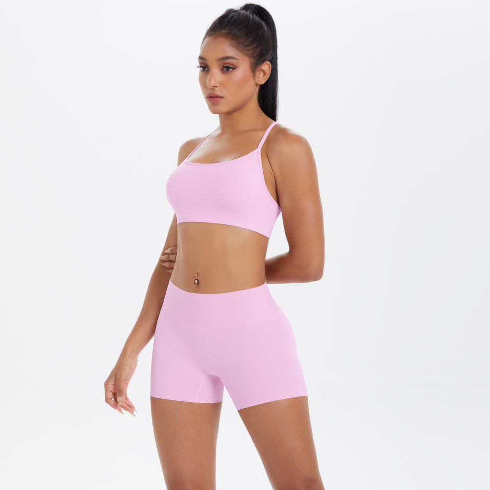 New outdoor casual cloud-like athletic yoga set - quick-dry, compression, criss-cross back, butt-lifting shorts workout outfit