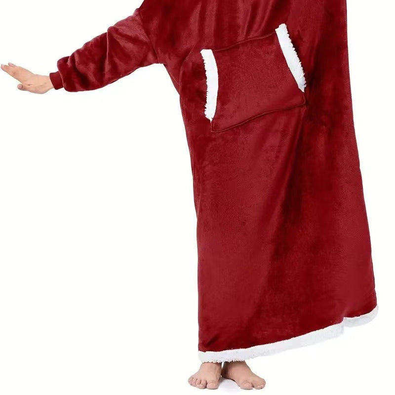 Pullover fleece pajamas heattech tv blanket outdoor cold-proof nightgown couple's outfit sweatshirt fleece heattech clothing