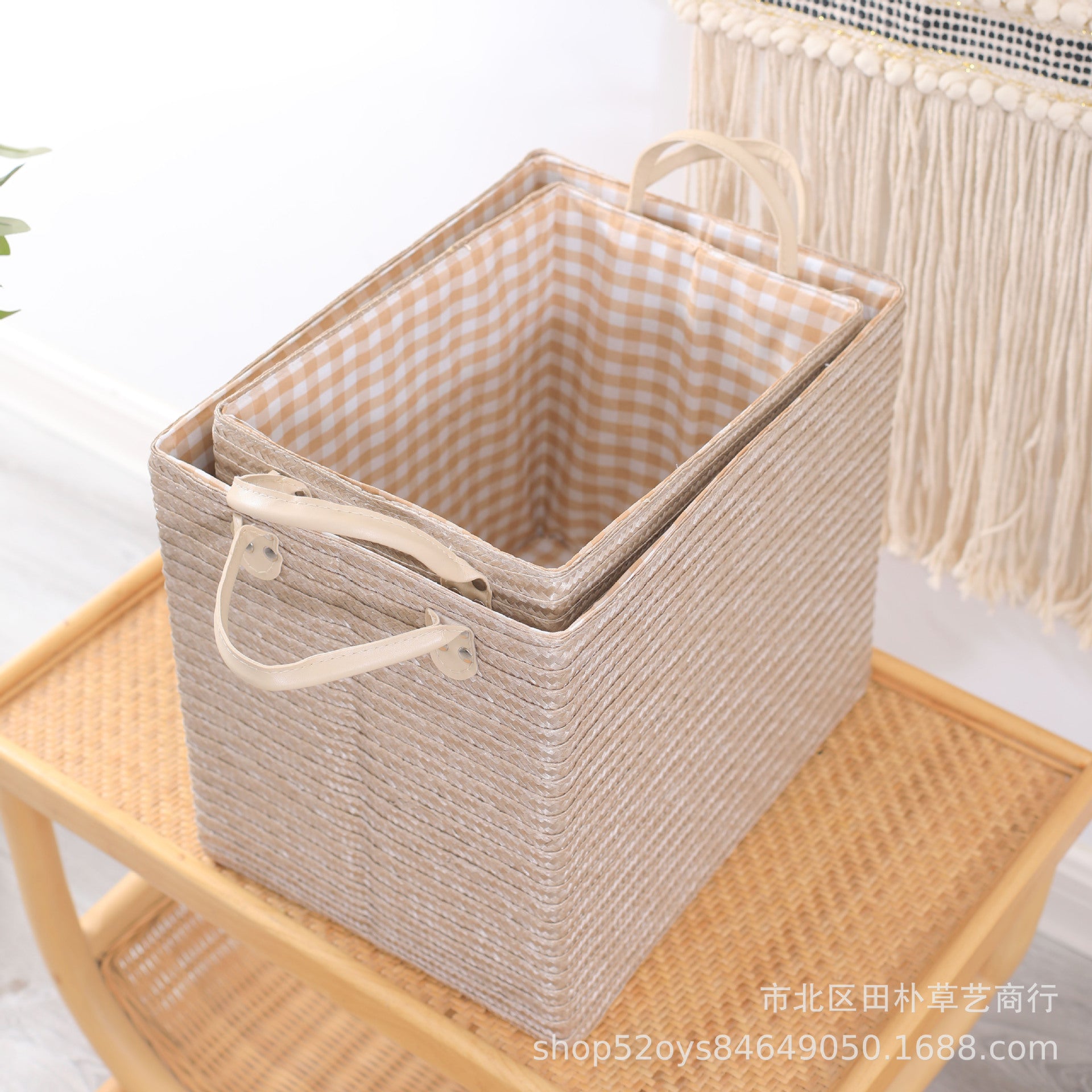 Folding, woven snacks, toy storage box, large sundries, book sorting box set, car-mounted uncovered trunk.