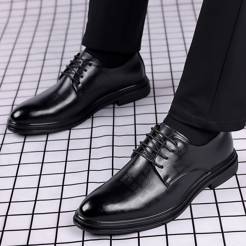 Men's leather dress shoes - spring business casual, british style, soft leather, comfortable sole, groom's wedding suit shoes