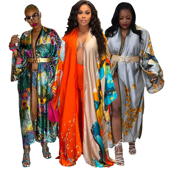 TM841 European and American new printed women's clothing three-color optional one-size-fits-all blouse seaside vacation sunscreen clothing