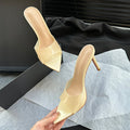 Yx transparent high heel sandals women's 2026 summer new fashion stiletto pointed toe sexy open toe thong sandals for outdoor wear