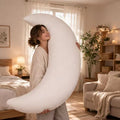 Comfortable fabric big moon style maternity pillow breastfeeding confinement waist pillow baby nursing pillow breastfeeding pillow detachable washable