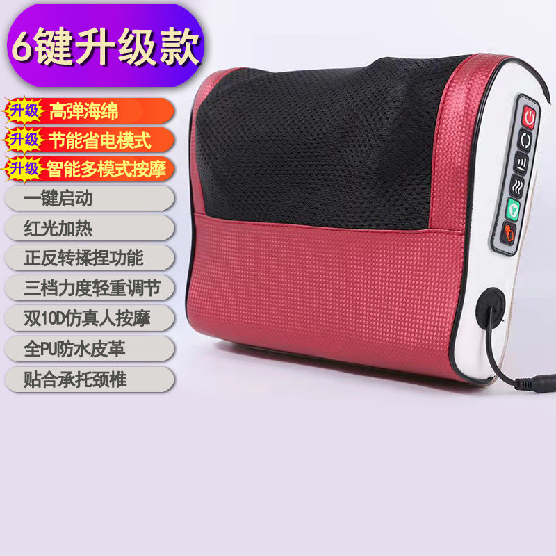Cervical spine massager neck massage pillow hot compress shoulder lumbar lumbar kneading massager air bag stretching for home