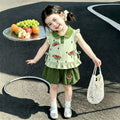 Fresh green baby summer outfit set - cute fruit watermelon pattern sleeveless summer suit for girls - summer  collection