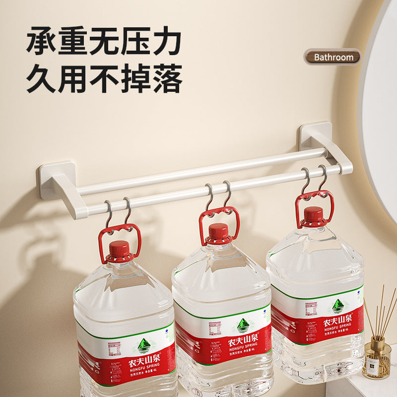 White towel rack, toilet non-punching wall rack, bathroom double single rod toilet, toilet storage hanger