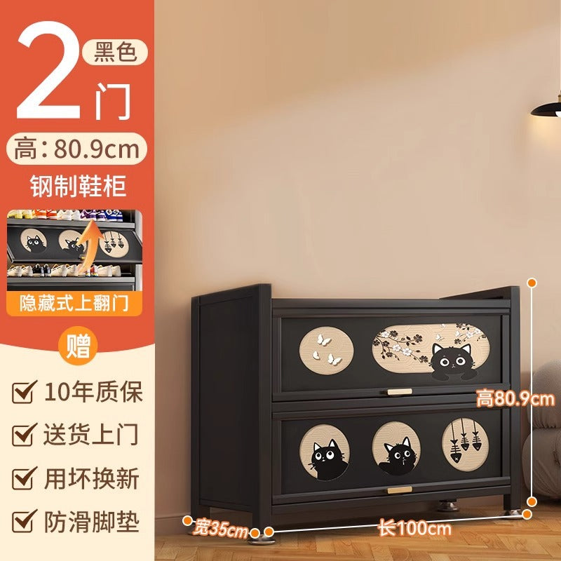 Household steel shoe cabinet fully enclosed entrance door floor-standing multi-layer dust-proof rack entrance large-capacity storage rental house