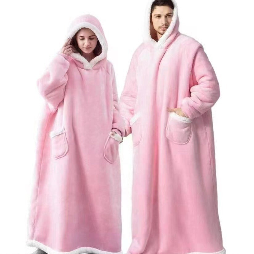 long lazy blanket heattech cold-proof clothing hooded tv blanket flannel cashmere