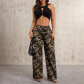 Pre-sale 65762#  cross-border women's clothing european and american foreign trade ins camouflage trendy brand straight wide-leg overalls