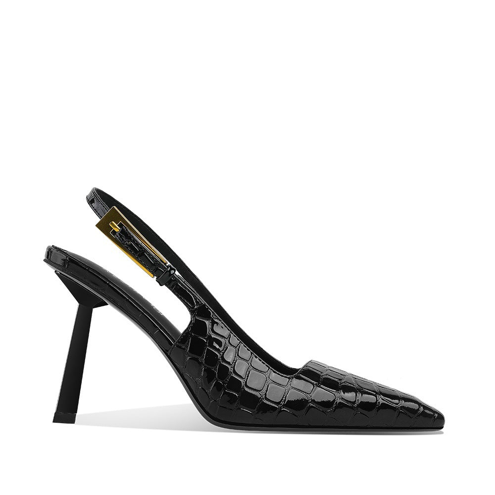 2026 summer new european and american style square toe stiletto heel sandals - patent leather upper, rubber sole, microfiber lining - women's shoes