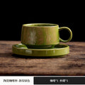 Vintage chic ceramic mug and saucer set - high-style afternoon tea, milk, and coffee cups - rustic pottery, japanese-style hand-painted ceramic mugs and water cups