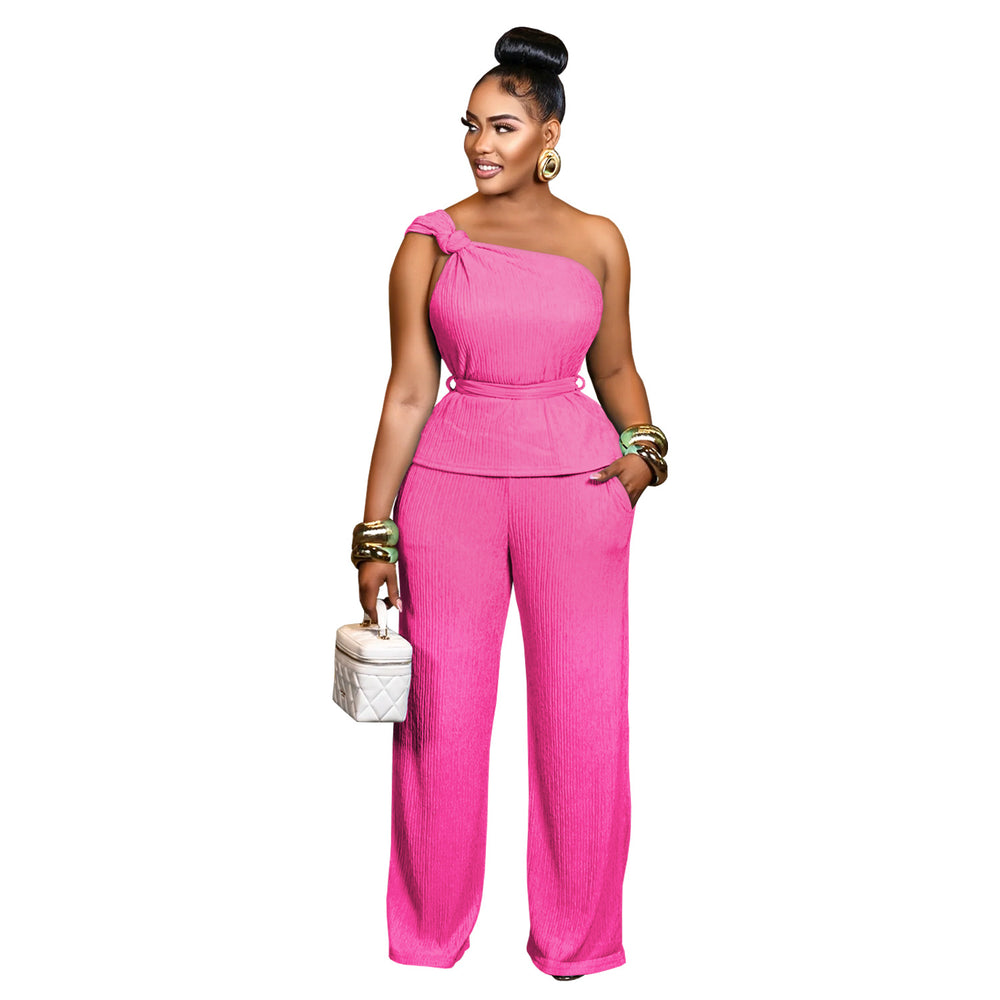 C7508 cross-border   fashion women's elegant sleeveless top and pants set - summer collection