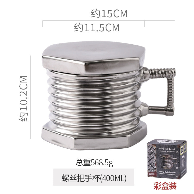 creative ceramic electroplated mug screw cup office coffee cup hand gift niche ceramic gift cup