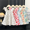 [family wear] children's cotton silk suspender dress sleeveless cake skirt summer thin flying sleeve western style floral skirt