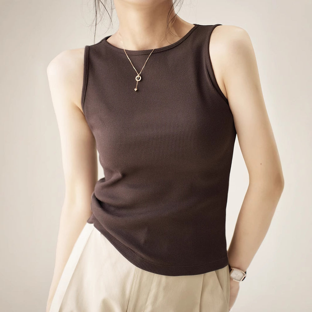 cross-border  spring/summer pure cotton tank top - off-the-shoulder halter neck slimming sleeveless undershirt camisole top for women