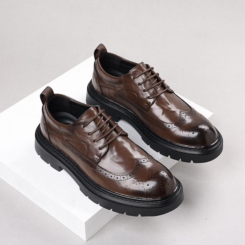 Genuine leather new men's brogue carved leather shoes - casual, business, versatile, stylish, wedding, and groom's shoes