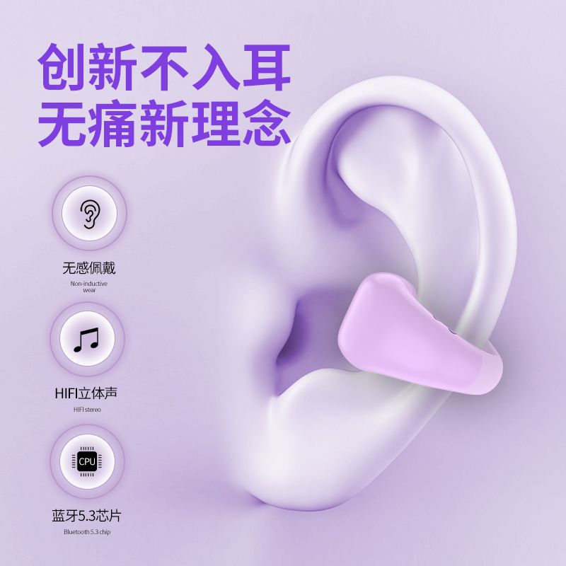 2025 new soft silicone bluetooth earphones - bone conduction, mini, ultra-small, clip-on, wireless, semi-in-ear, anti-drop, pain-free