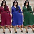 African women's clothing ebey   european and american foreign trade plus size new fresh sweet v-neck pleated skirt