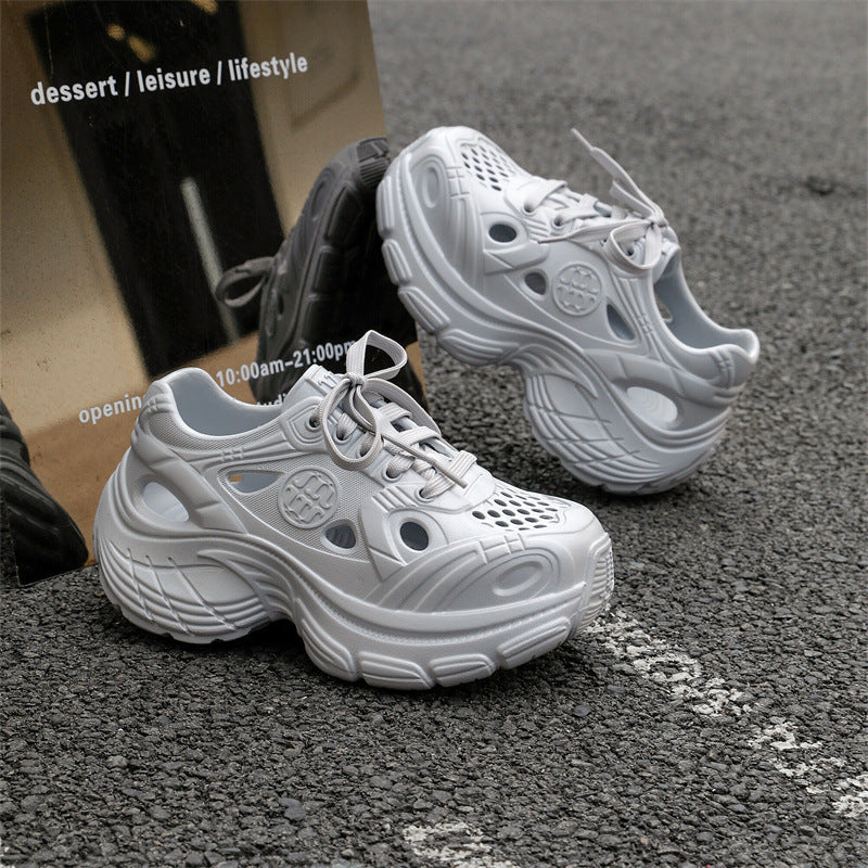 Quality thick-soled heightening dad shoes versatile spring and summer outer wear eva lightweight breathable hole shoes casual sports women