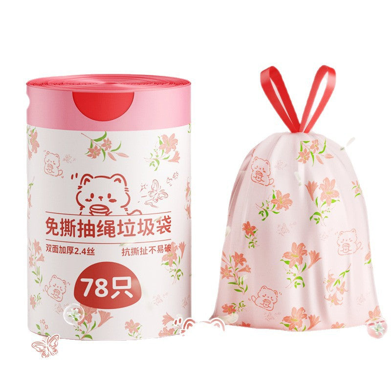 Lily flower garbage bag tear-free drawstring bedroom special thickenedsatchel style extra large kitchen plastic bag mosquito