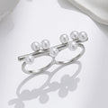 European and american cross-border trendy pearl ring for women, niche design, fashionable and versatile double-layer finger ring jewelry wholesale