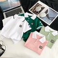 Kids' short-sleeve t-shirt, children's summer clothing, half-sleeve polo shirt, mid-to-large children's summer three-quarter sleeve lightweight top, trendy dd style