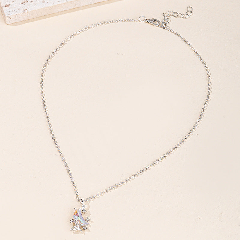 Wholesale alloy butterfly necklace - european & american cross-border e-commerce jewelry - diamond-studded star pendant - unique & versatile moon necklace