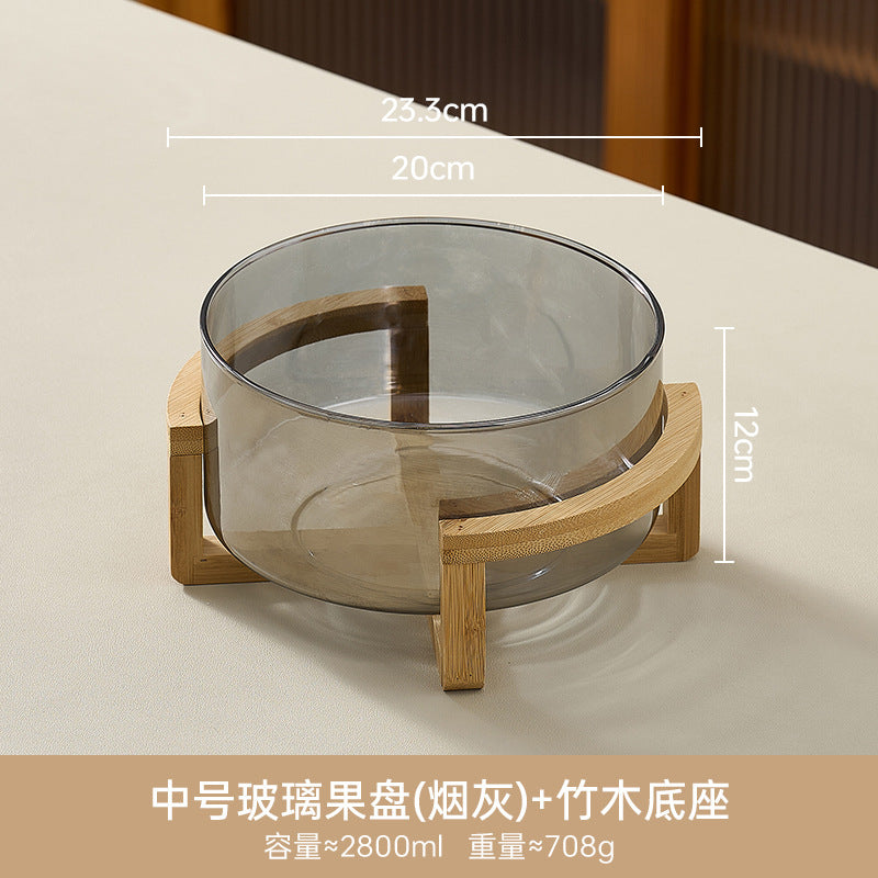 Glass fruit bowl salad bowl with stand - ideal for hotel reception, ktv buffets, home use, welcome snacks, candy storage, and fruit serving