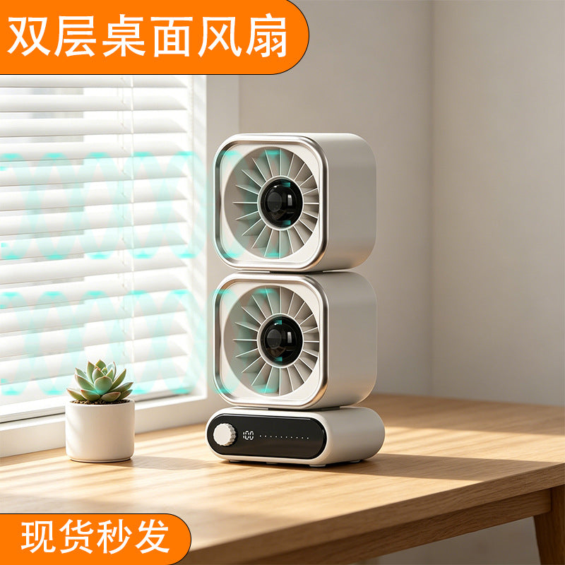 2026 new mini rechargeable desk fan with digital display - portable, silent, high airflow, and ultra-quiet for students