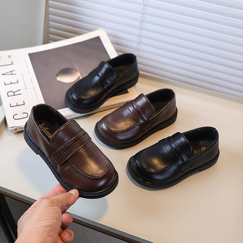Kids' british style leather shoes -  spring/autumn new collection - girls' loafers - fashionable, versatile, retro slip-on flats