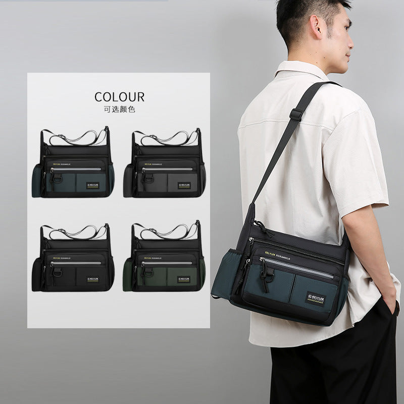 New Men's Casual Shoulder Bag Large Capacity Multifunctional Water Cup Storage Crossbody Bag Fashion Commuter Business Men's Bag