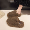 Thick sole furry slippers for women outwear2025 autumn winternew arrival lamb furry internet celebrity home one-line cotton slippers
