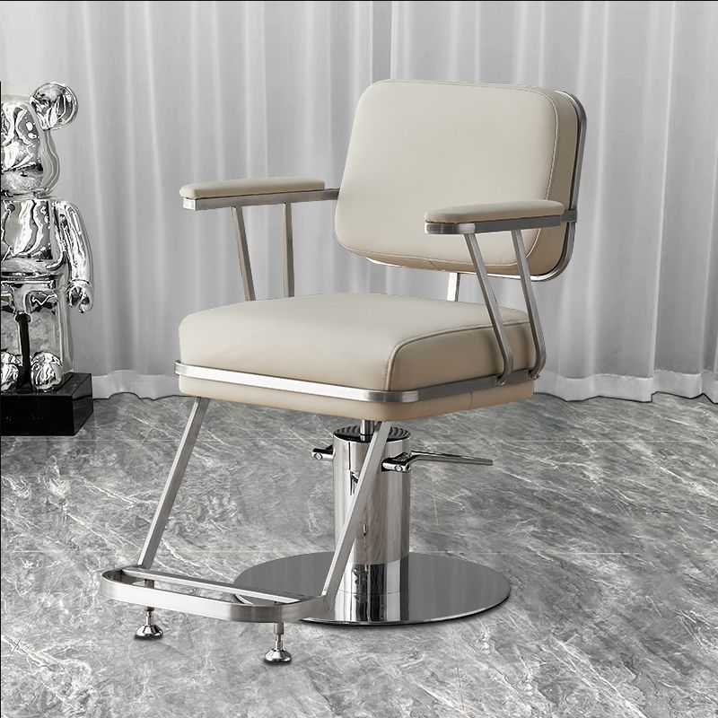 Influencer-approved barber chair - stainless steel, high-end salon chair for perming, dyeing, and cutting. features adjustable height, swivel function, and thickened padding. perfect for professional hair salons