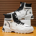 High-top men's shoes springcasualhiking sports non-slipworkwear shoes leather waterproofthick solewhiteboots