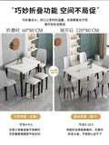 Foldable rock slab dining table - space-saving extendable solid wood dining set for small apartments - italian minimalist style