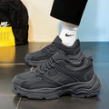 Pure black men's shoes spring 2025 new arrival work safety shoes non-slipabrasion resistantmen running sports dad shoes thick sole