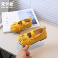 Vancahao girls' slip-on soft sole flats -  autumn new korean style kids' loafers with tassel leather shoes