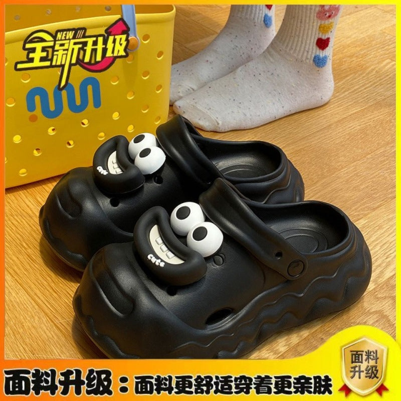 Cute cartoon hello kitty clogs - fairy style outdoor summer thick sole height increasing non-slip "stomping on clouds" beach closed-toe slippers