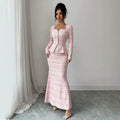 cross-border fashion lapel long-sleeve short plaid blazer & chic tweed dress set