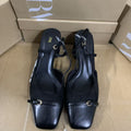 Za2025 spring/summer new women's shoes - black square toe open heel chunky heel high heel sandals with side cutout and single strap buckle