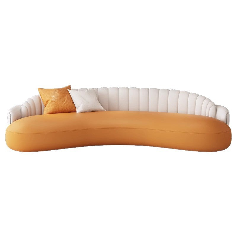 Luxury office reception area lounge hotel lobby front desk minimalist modern curved leather sofa