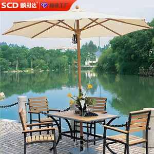 Shun caida export z008 wood grain center post umbrella outdoor patio garden terrace telescopic umbrella wholesale outdoor sun umbrella