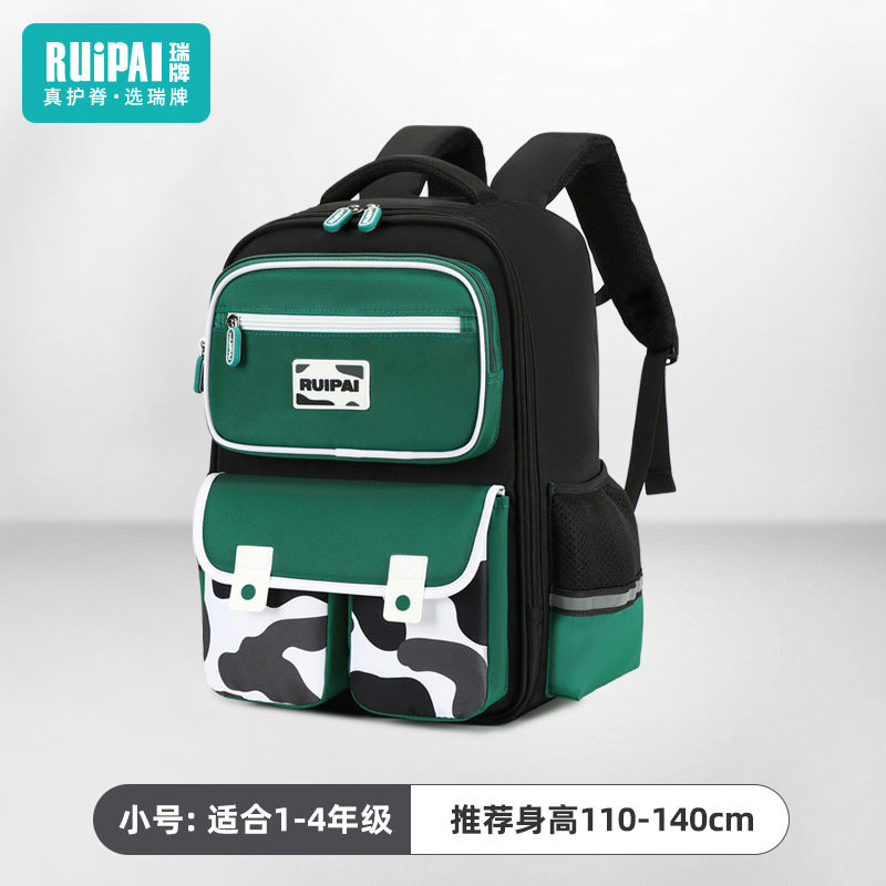 Rui brand schoolbag for primary school students in grades 3-6, ultra-lightweight burden reduction, water-proof children's spine school bag, backpack.