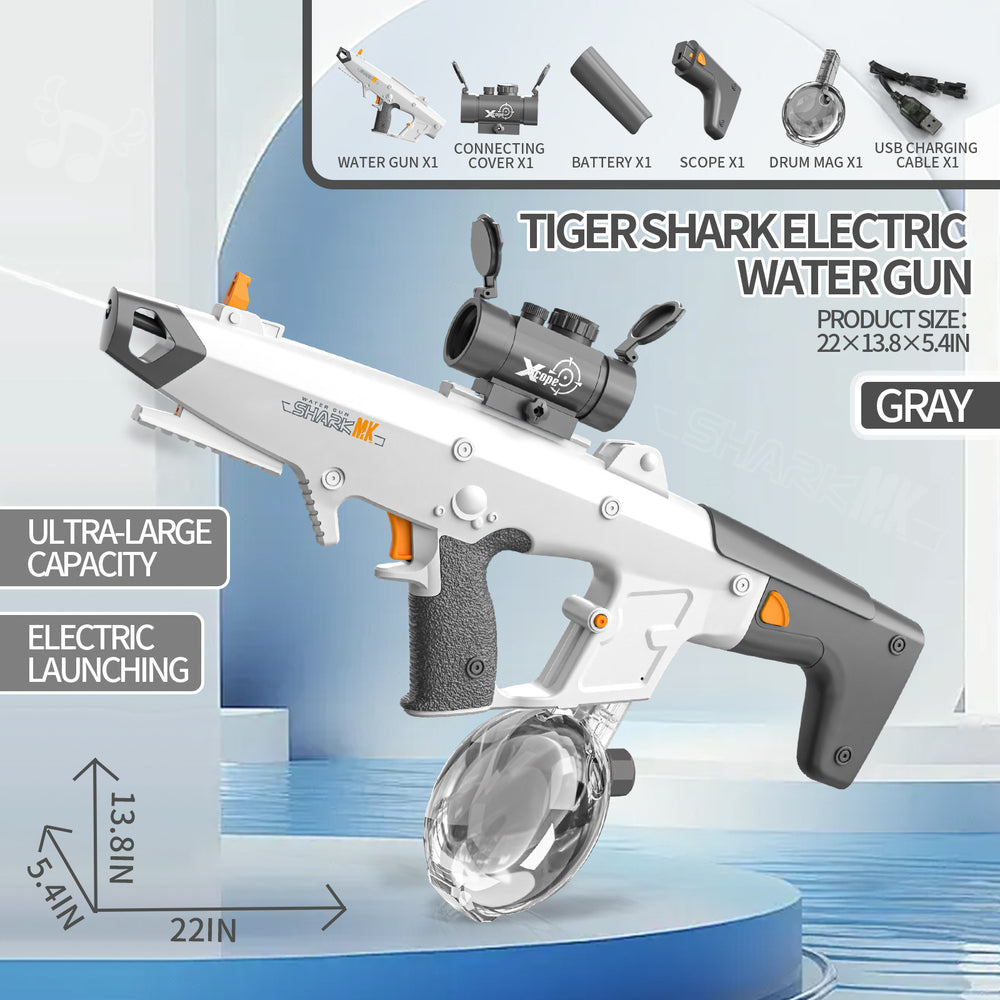 hot-selling tiger shark electric burst water gun fully automatic large capacity water-absorbing water fight boy toy outdoor