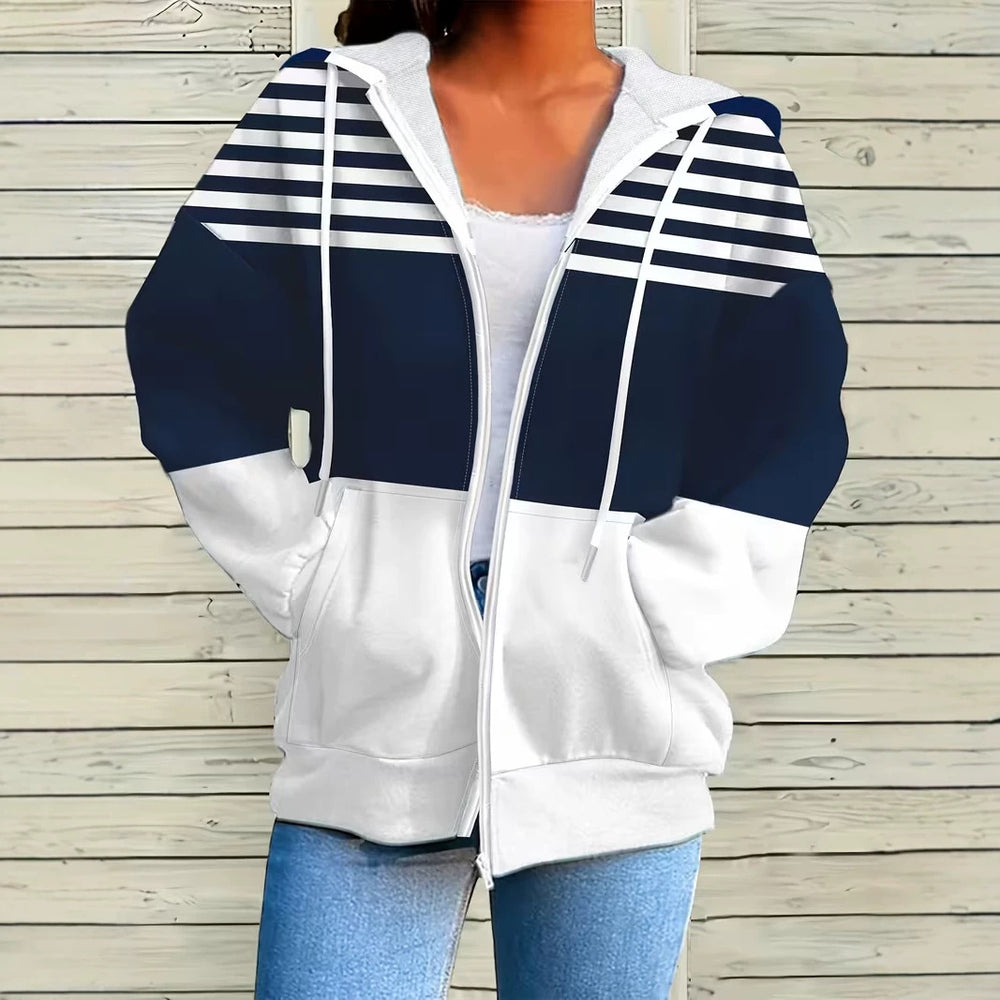 hot-selling plus-size women's zip-up hoodie, new casual long-sleeve hooded sweatshirt jacket, dropshipping available