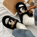 New cartoon puppy fuzzy slippers - stylish women's outdoor wear, cute home casual korean style cotton slippers, winter fuzzy shoes for going out