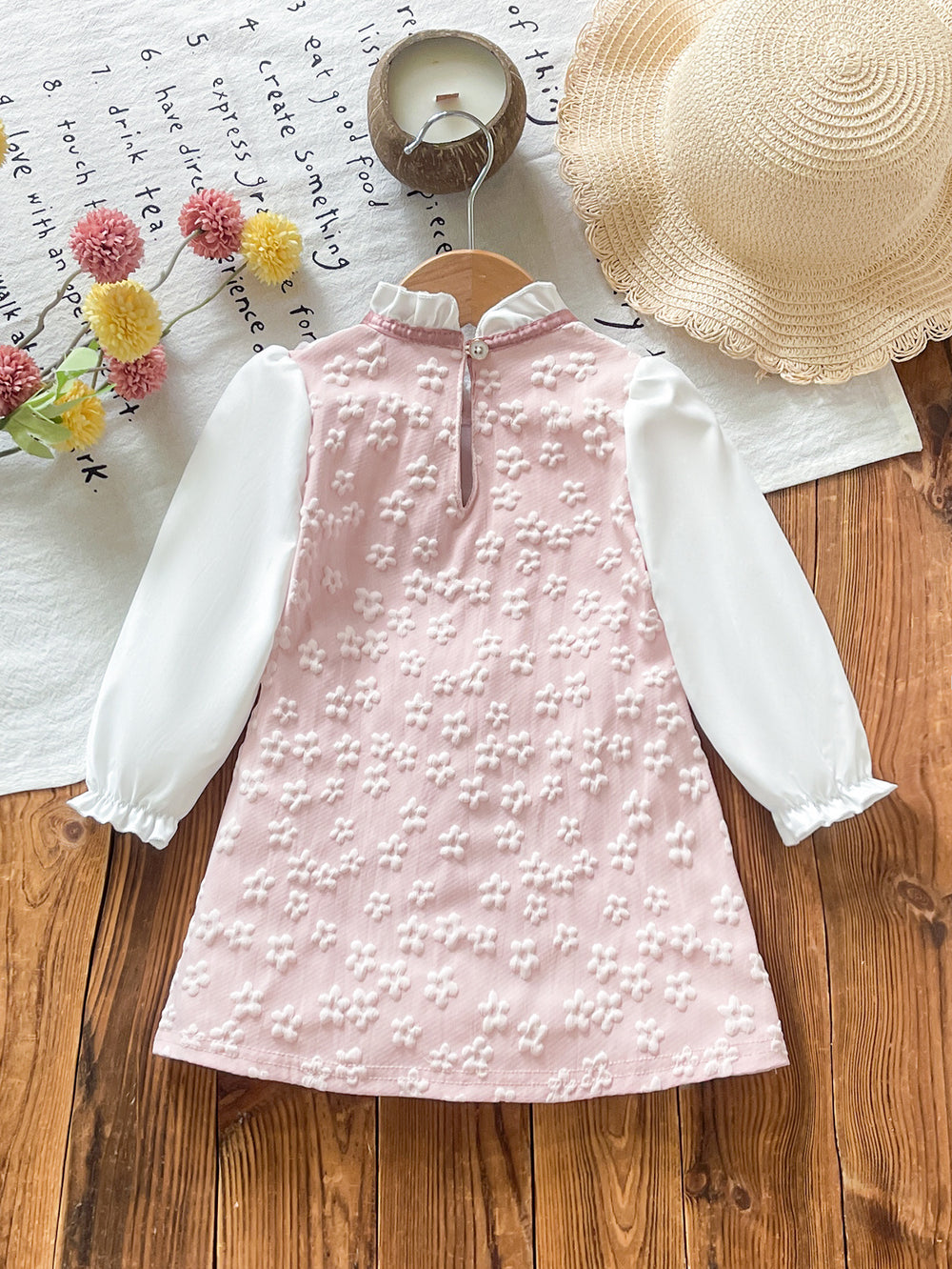 cross-border hot-selling floral fabric chic baby girl faux two-piece chanel-inspired princess dress