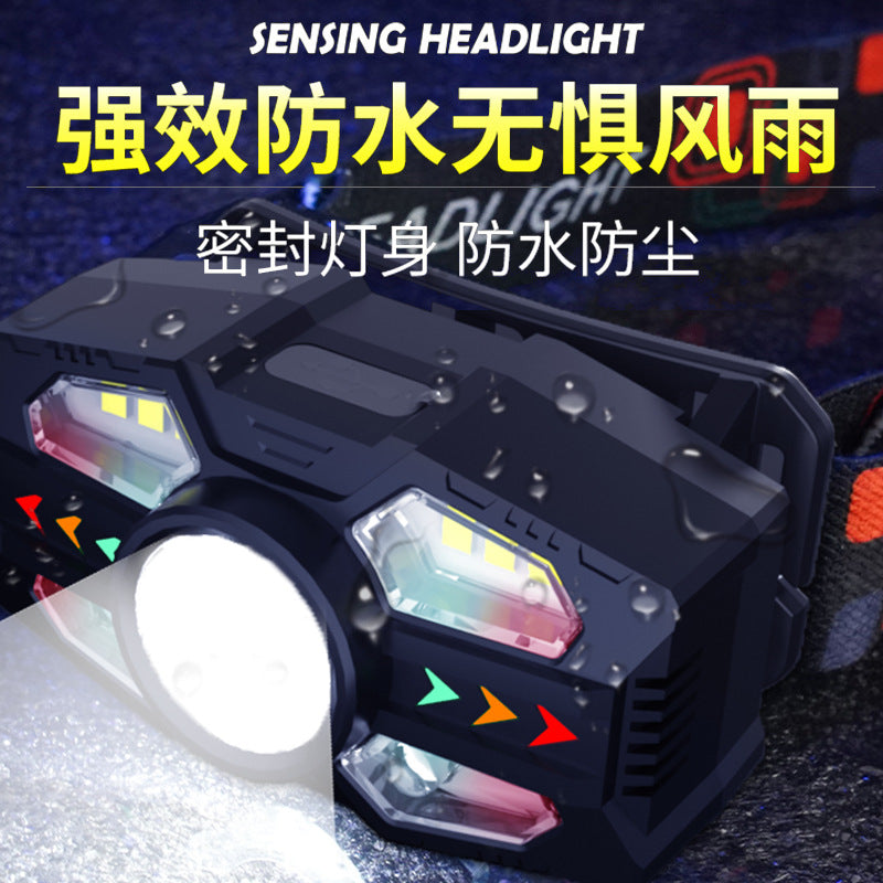 Explosive intelligent induction small headlight, head-mounted flashlight, outdoor portable work light, miner's light, long battery life, fishing light