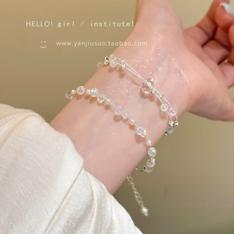 Summer light luxury double-layer crystal bracelet for women, 2026 new arrival, exquisite and sophisticated handmade bracelet with unique design